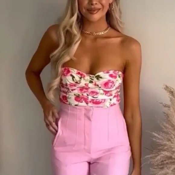 NWT Zara Draped Floral Bodysuit size XS - Picture 1 of 10